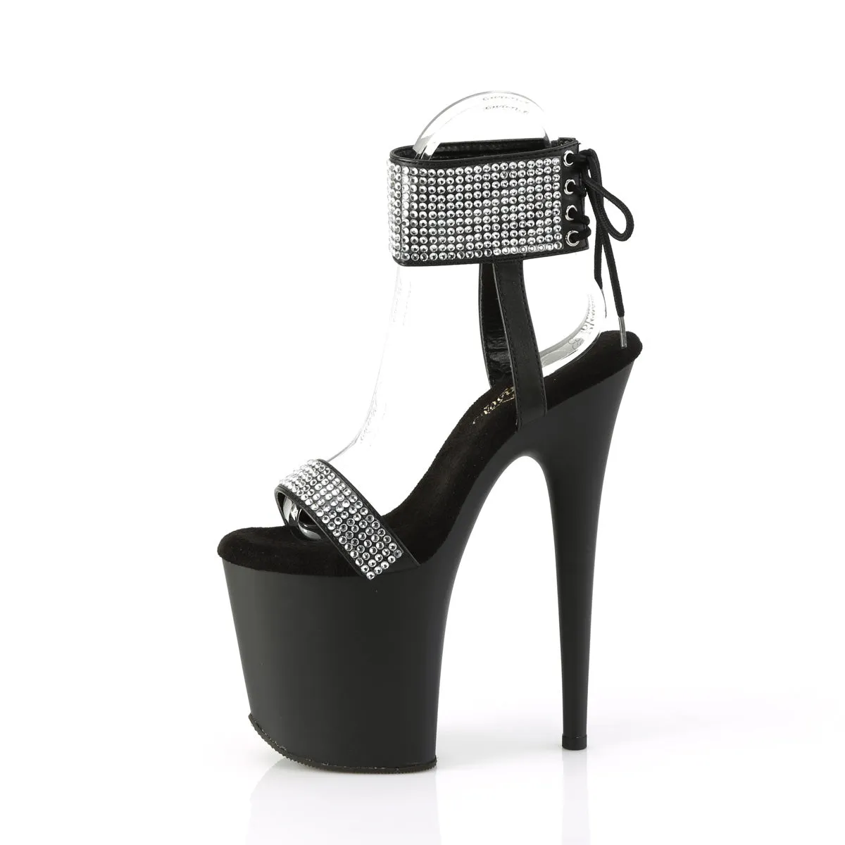 FLAMINGO-870 Pleaser 8" Heel Black Faux Leather-RS/Black Matte Platforms (Exotic Dancing)