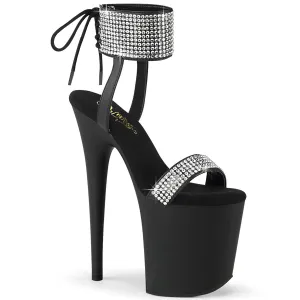 FLAMINGO-870 Pleaser 8" Heel Black Faux Leather-RS/Black Matte Platforms (Exotic Dancing)