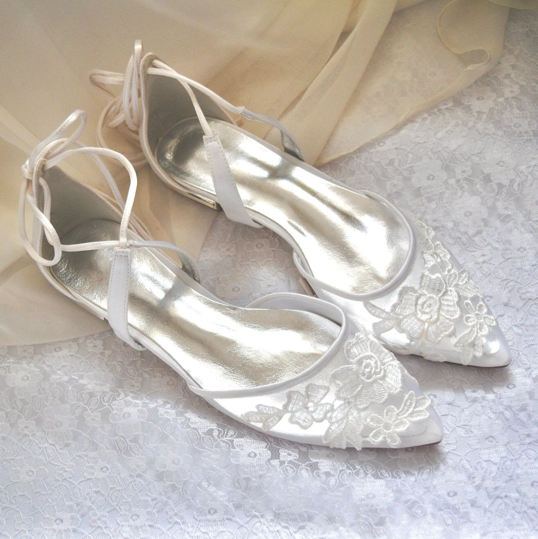 Flats with Lace Appliqué | Other Colours