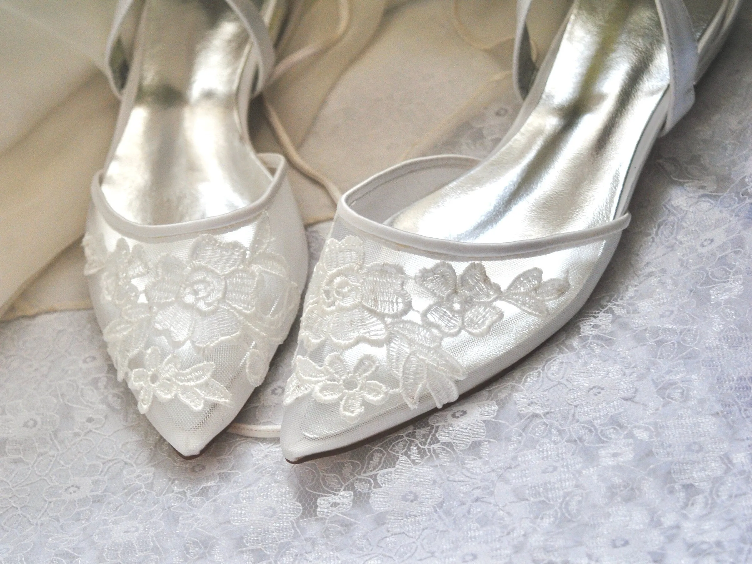 Flats with Lace Appliqué | Other Colours