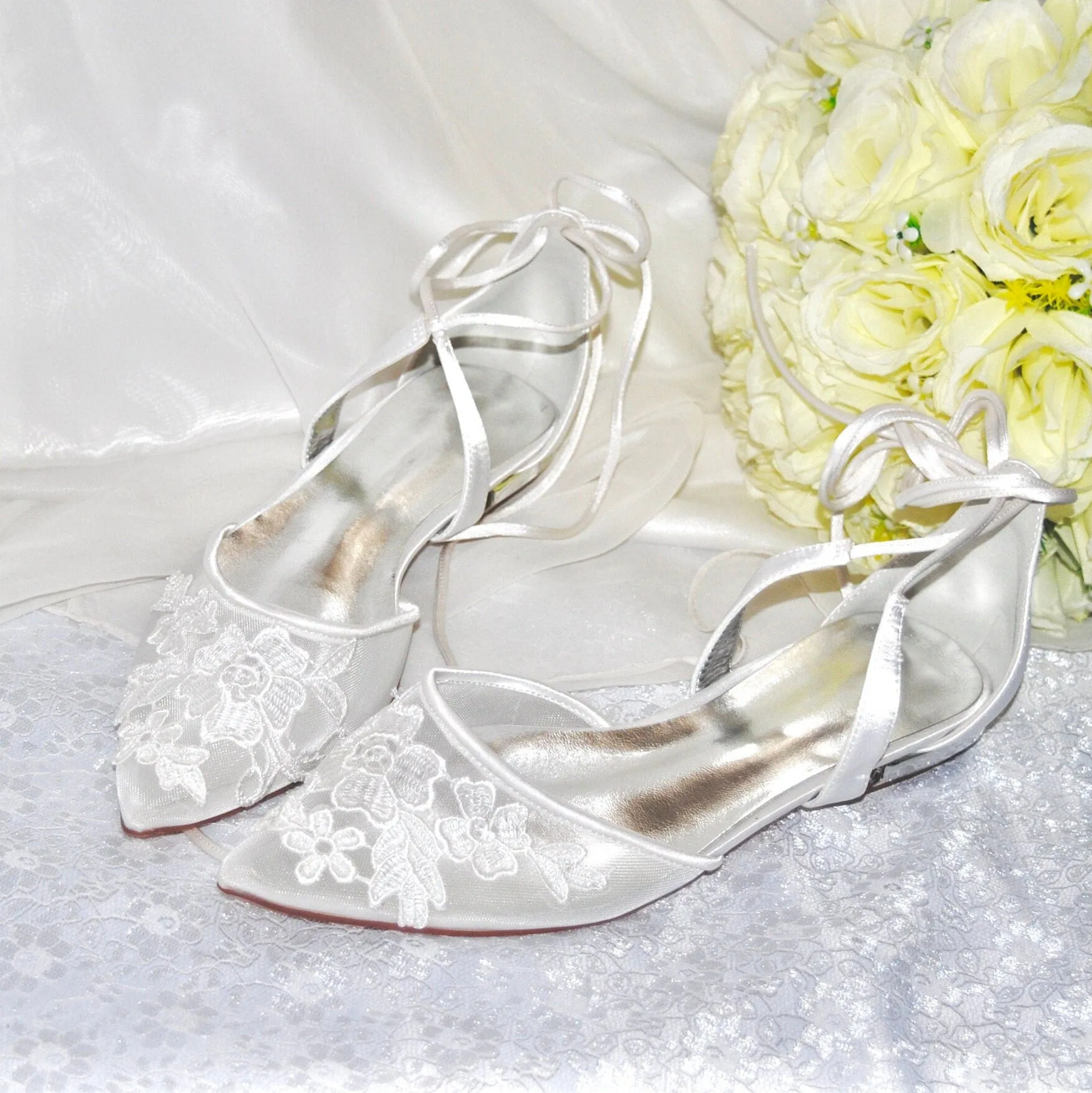 Flats with Lace Appliqué | Other Colours