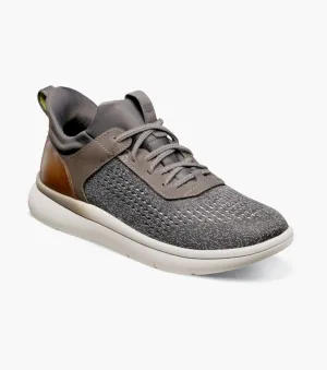 Fleet Knit Elastic Lace Sneaker-Gray | Florsheim Low - back Fleet Knit Elastic Lace Sneaker-Gray | Florsheim easy - clean - level