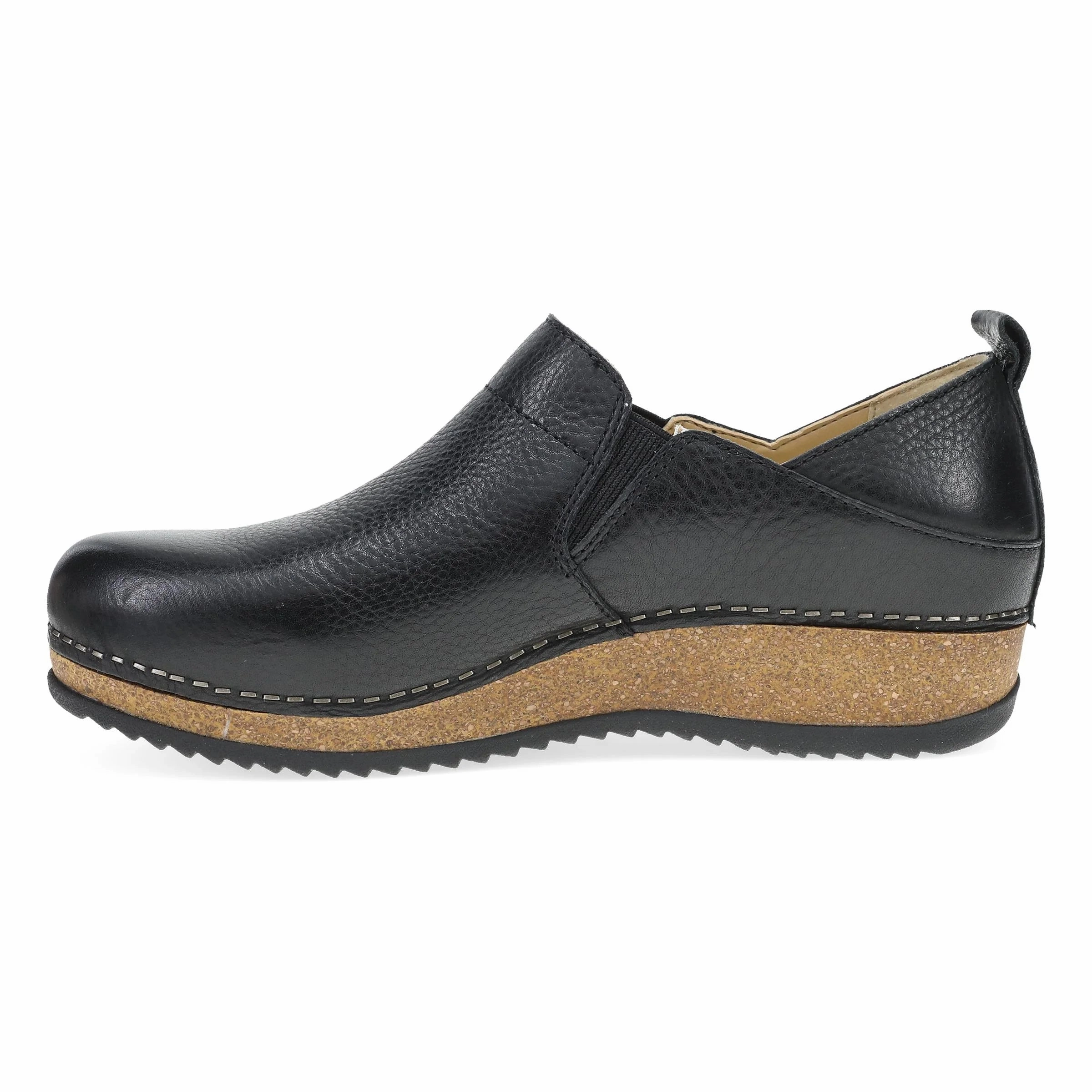 Matte Base Flexible Dansko Women's Meara Slip-On Clog - Black Waxy Milled