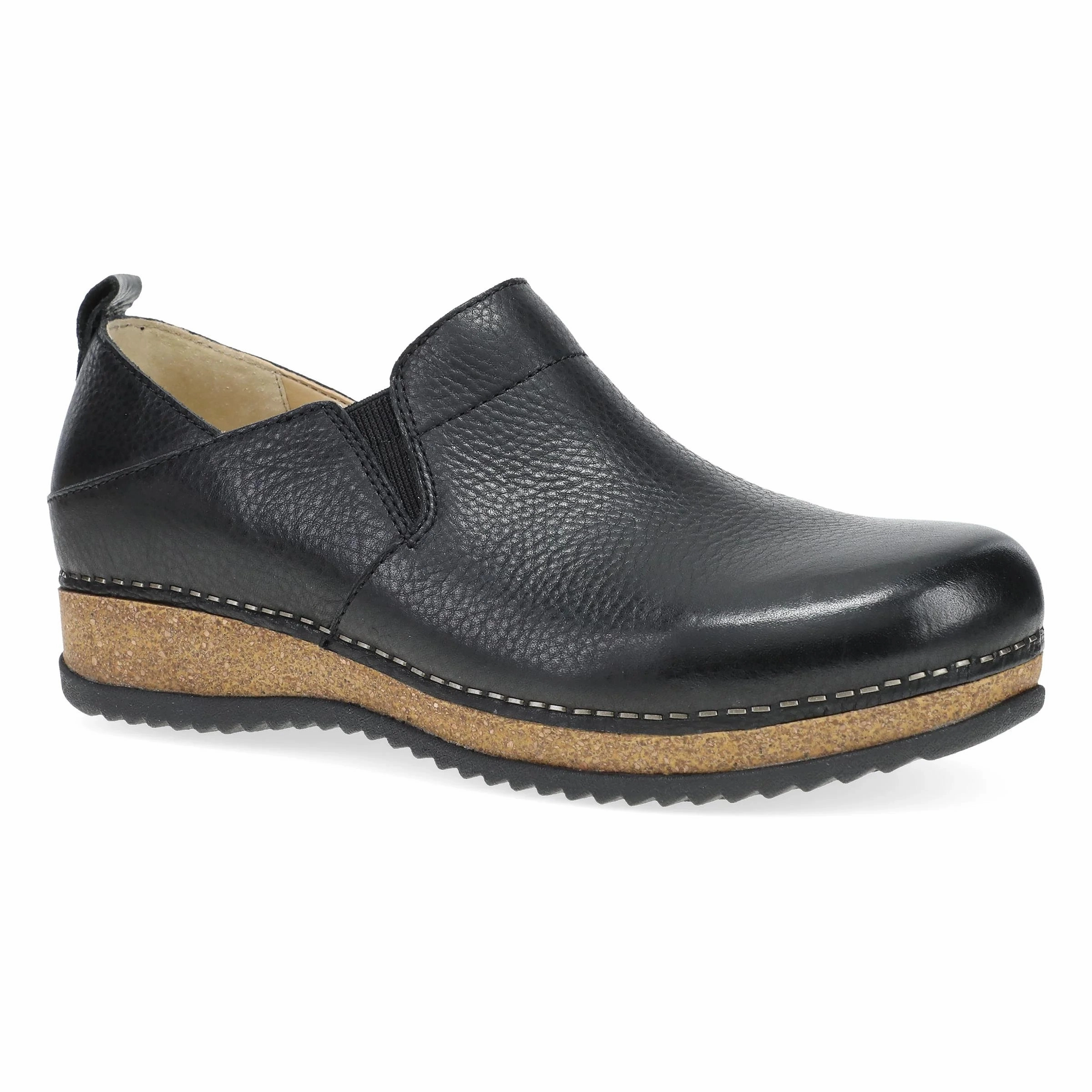 Flexible Dansko Women's Meara Slip-On Clog - Black Waxy Milled Suede Soft