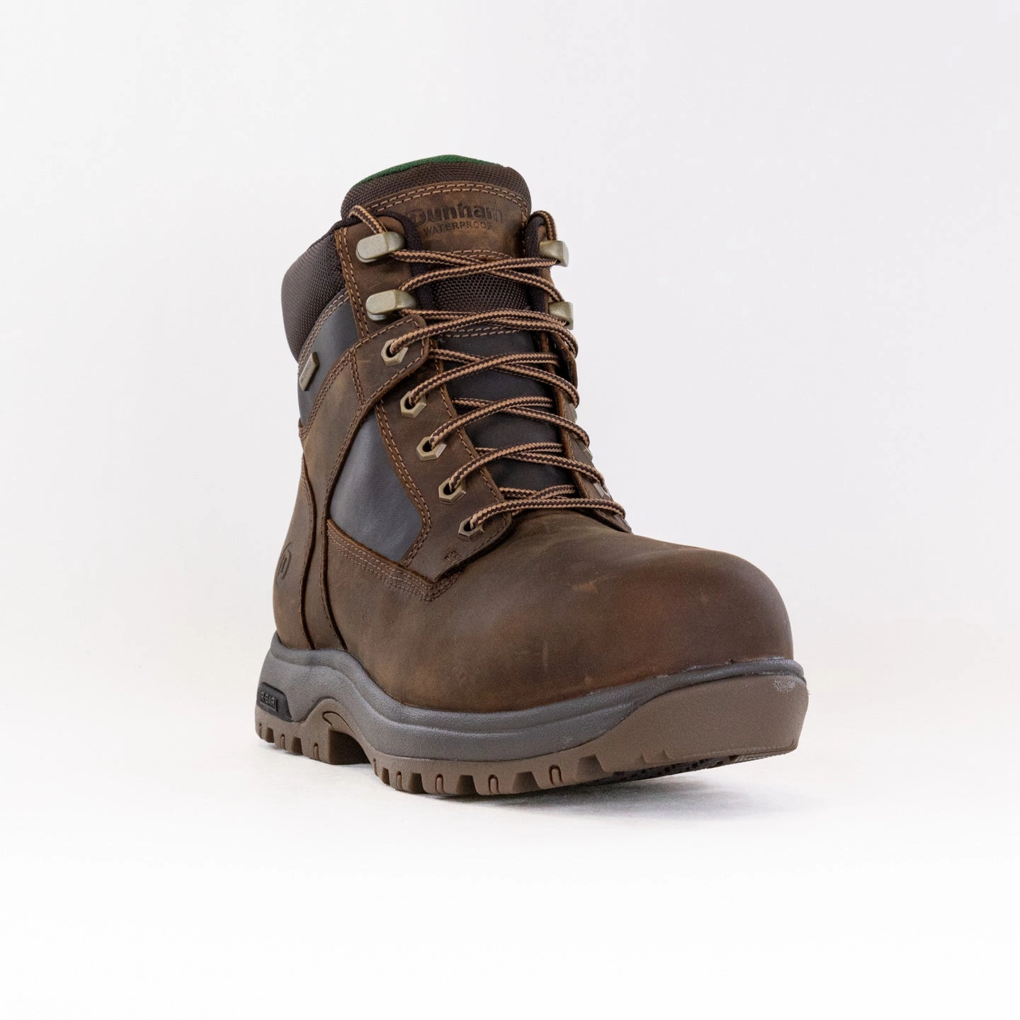 Look Walk Leather Material Dunham 8000Works Waterproof Safety Plain Toe Boot (Men's) - Brown Leather