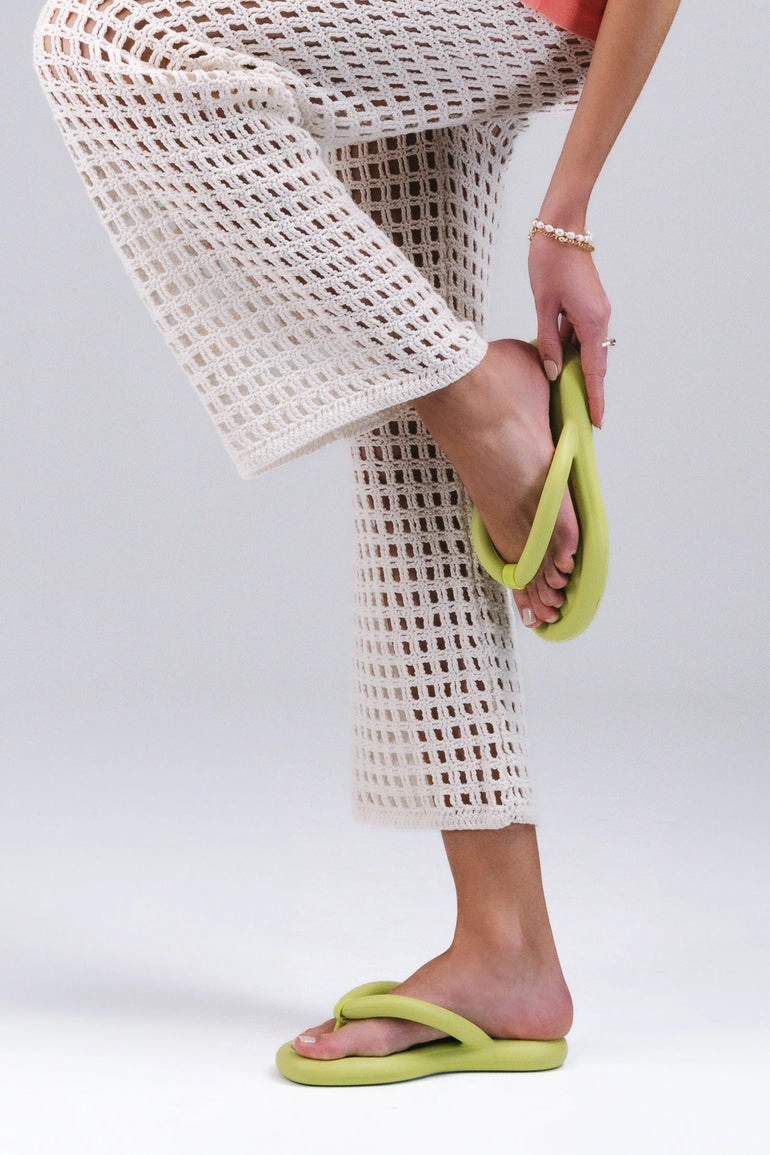 Breathable Knit Upper greatest Flip Flop Free - Green/Lilac