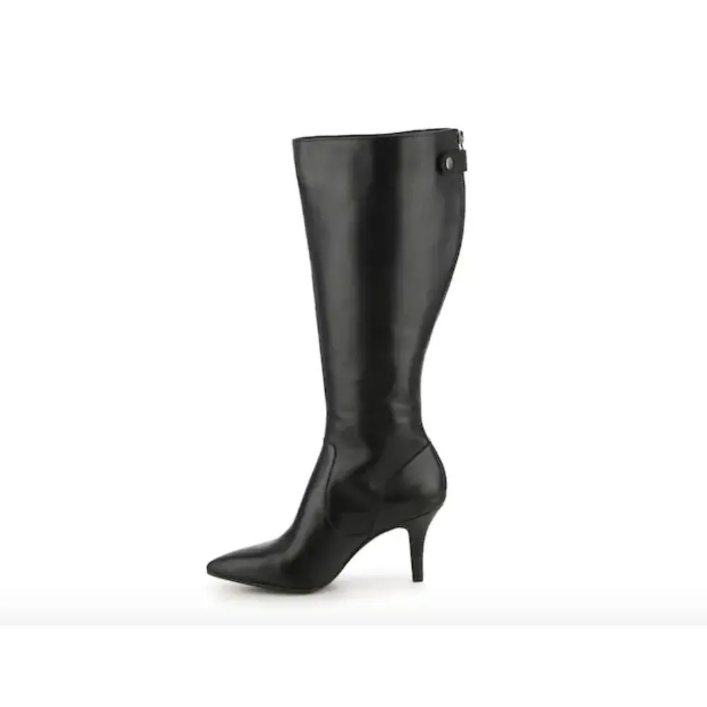 Fliss Black Leather Anne Klein Wide Calf Boots