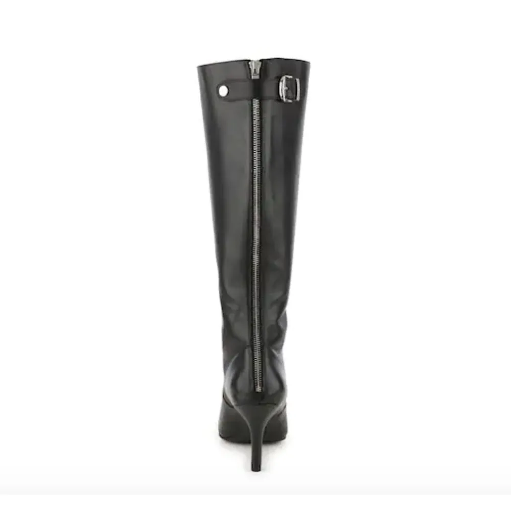 Fliss Black Leather Anne Klein Wide Calf Boots