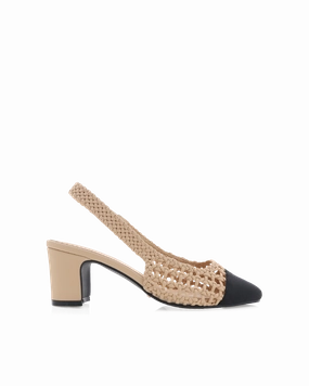FLORIS - NOUGAT-BLACK GROSGRAIN curved sole FLORIS - NOUGAT-BLACK GROSGRAIN Tassel Detail