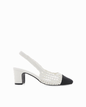 FLORIS - WHITE-BLACK GROSGRAIN Pastel Yellow Self Spark Glamorous Boots FLORIS - WHITE-BLACK GROSGRAIN
