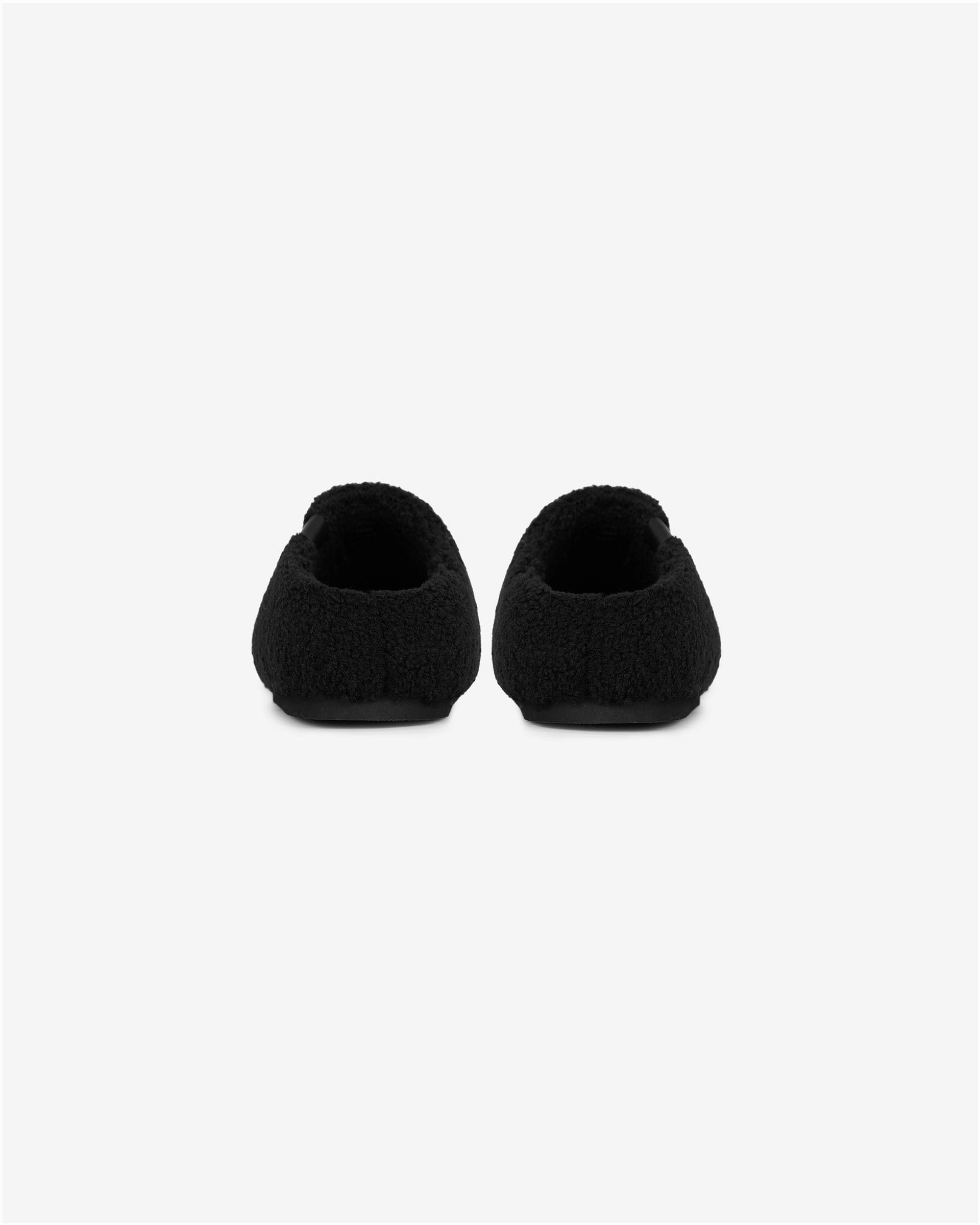 Fluffy Mule - Black Stretchy Material Soft Traction