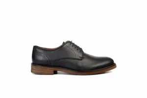 FOOT FEDERATION DERBY PLAIN-TOE MENS SHOE BLACK