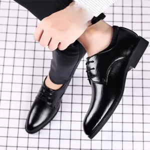 Formal Shoes Dress Oxford for Men Lace-up Evening Breathable Spanish Leather Slip Resistant Block Heel Anti-Slip Rubber Sole Uniform