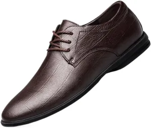 Formal Shoes Dress Oxford for Men Lace-up Prom Pointed Toe Pu Leather Prom Wedding Heel Non Slip Anti-Slip Low Top Rubber Sole Casual