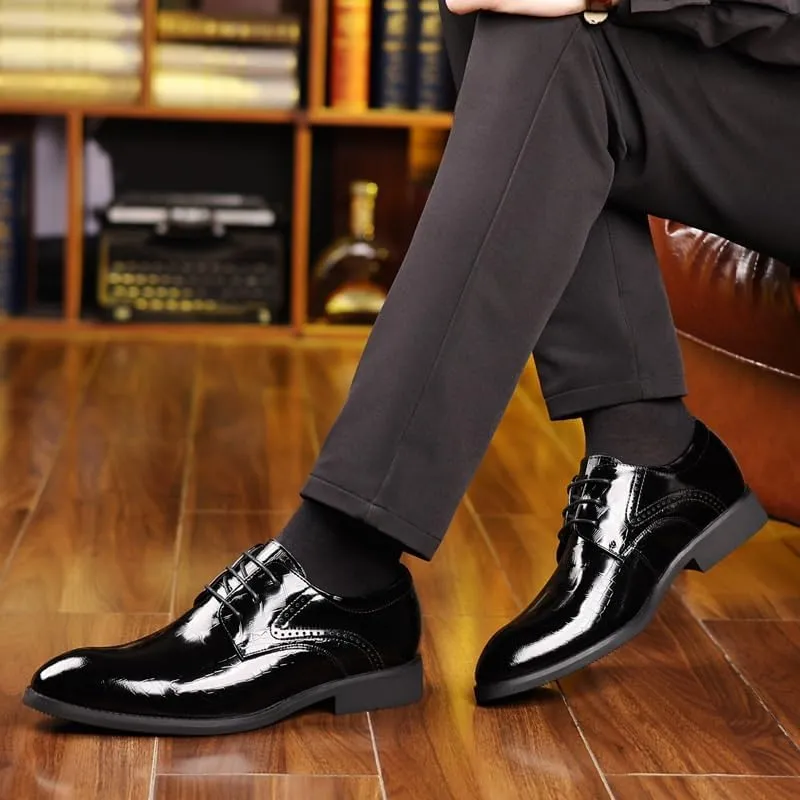 Formal Shoes Dress Oxford for Men's Classic Lace Up Evening Breathable Pu Leather Wedding Anti-Slip Non Slip Shoe