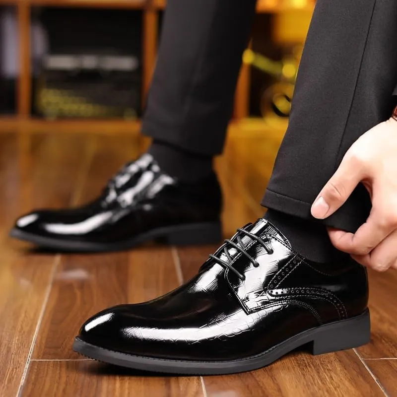 Formal Shoes Dress Oxford for Men's Classic Lace Up Evening Breathable Pu Leather Wedding Anti-Slip Non Slip Shoe