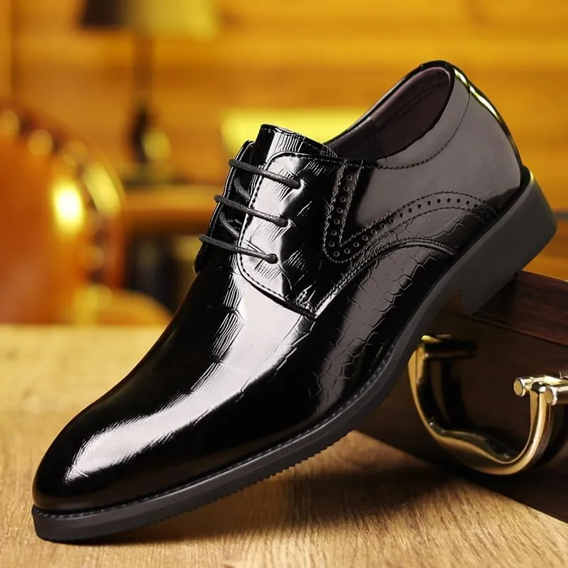 Formal Shoes Dress Oxford for Men's Classic Lace Up Evening Breathable Pu Leather Wedding Anti-Slip Non Slip Shoe