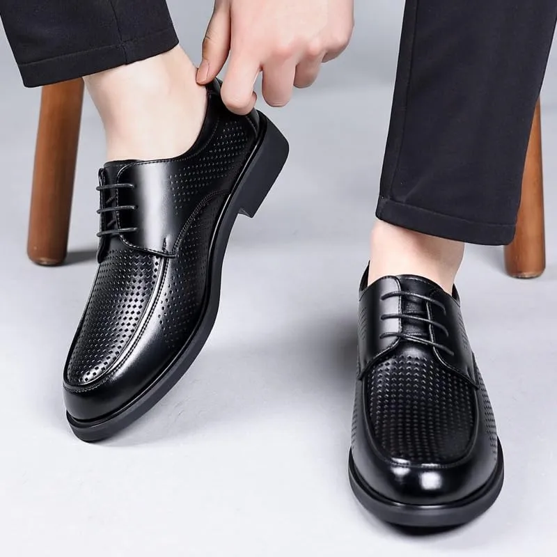 Formal Shoes Dress Oxford for Mens Classic Up Party Cap Breathable Toe Design Pu Leather Business Low Top Shoe