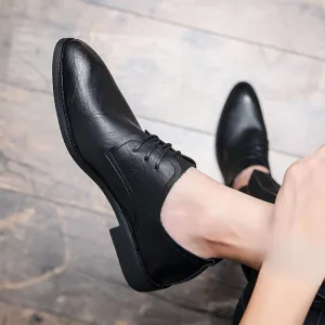 Formal Shoes Dress Oxford for Mens Fashion Lace Up Prom Brogue Synthetic Leather Prom Wedding Rubber Sole Slip Casual