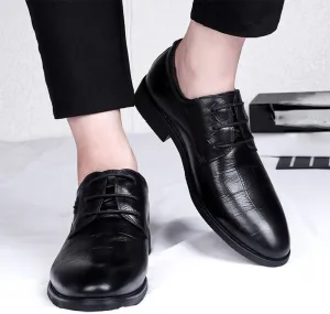 Formal Shoes Dress Oxford for Mens Lace-up Prom Pointed Toe Vegan Leather Non Slip Block Heel Anti-Slip Slip Resistant Casual