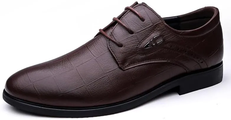 Formal Shoes Dress Oxford for Mens Lace-up Prom Pointed Toe Vegan Leather Non Slip Block Heel Anti-Slip Slip Resistant Casual