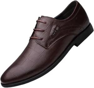 Formal Shoes Dress Oxford for Mens Lace-up Prom Pointed Toe Vegan Leather Non Slip Block Heel Anti-Slip Slip Resistant Casual