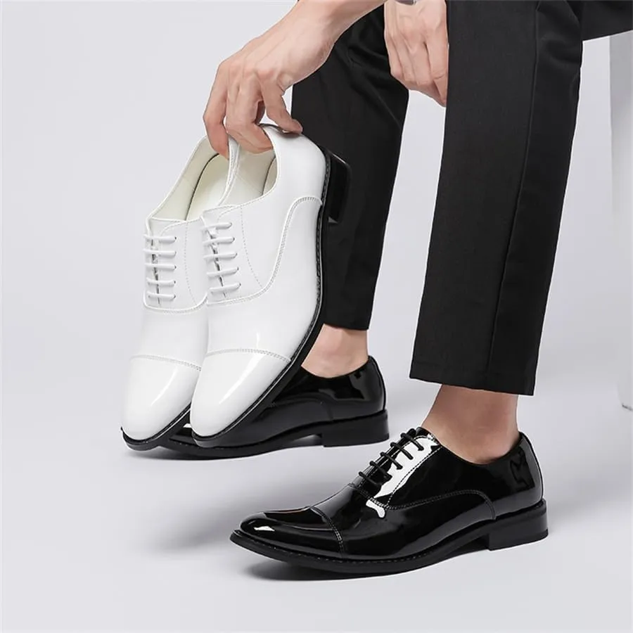 Formal Shoes Dress Oxford for Men's Lace Up Tuxedo Plain Toe Calfskin Leather Prom Wedding Non Slip Low Top Anti-Slip Casual Shoe