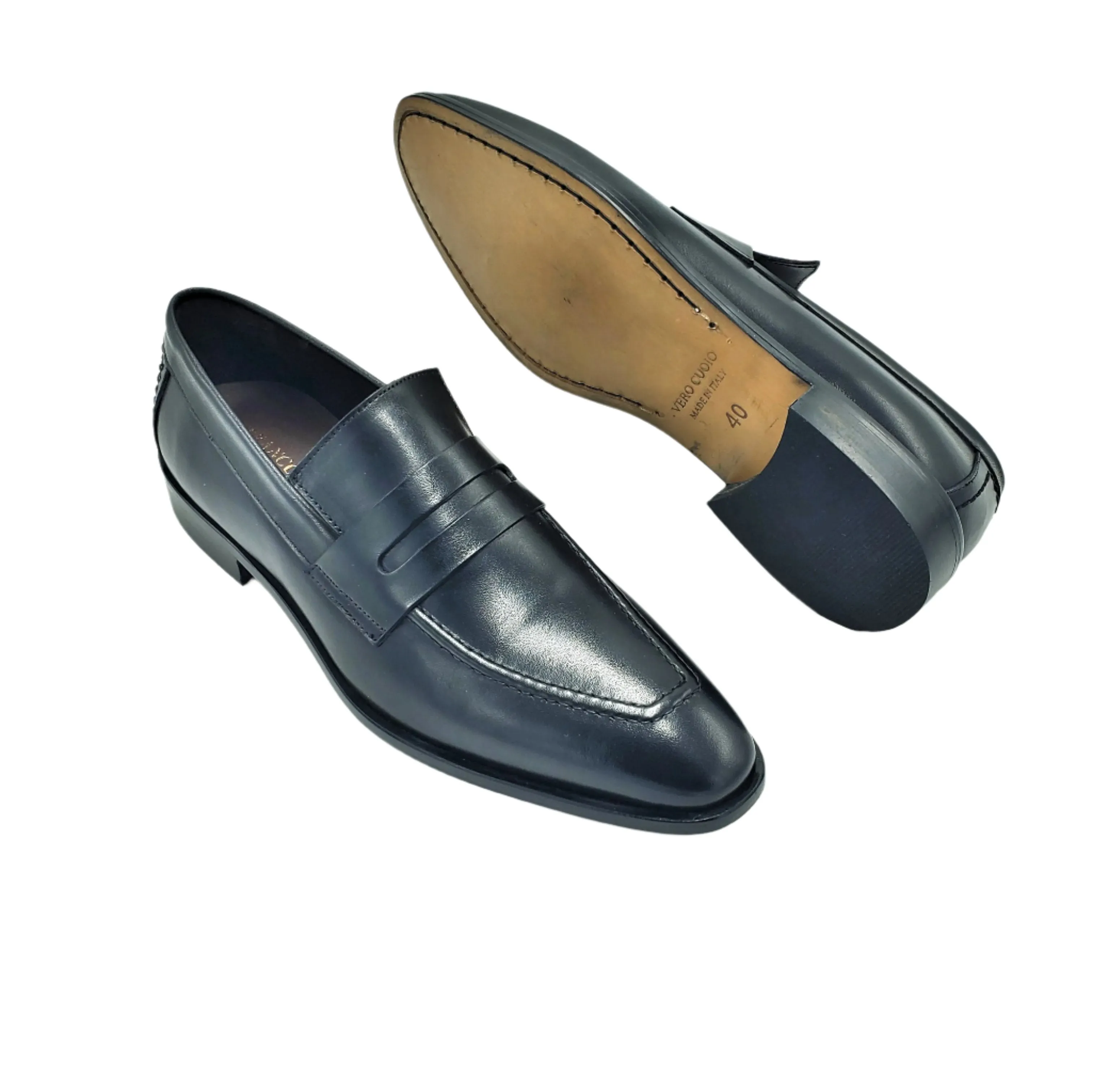 Franco Riva Shoes Loafer Blake Stich (Black) vero cuoio