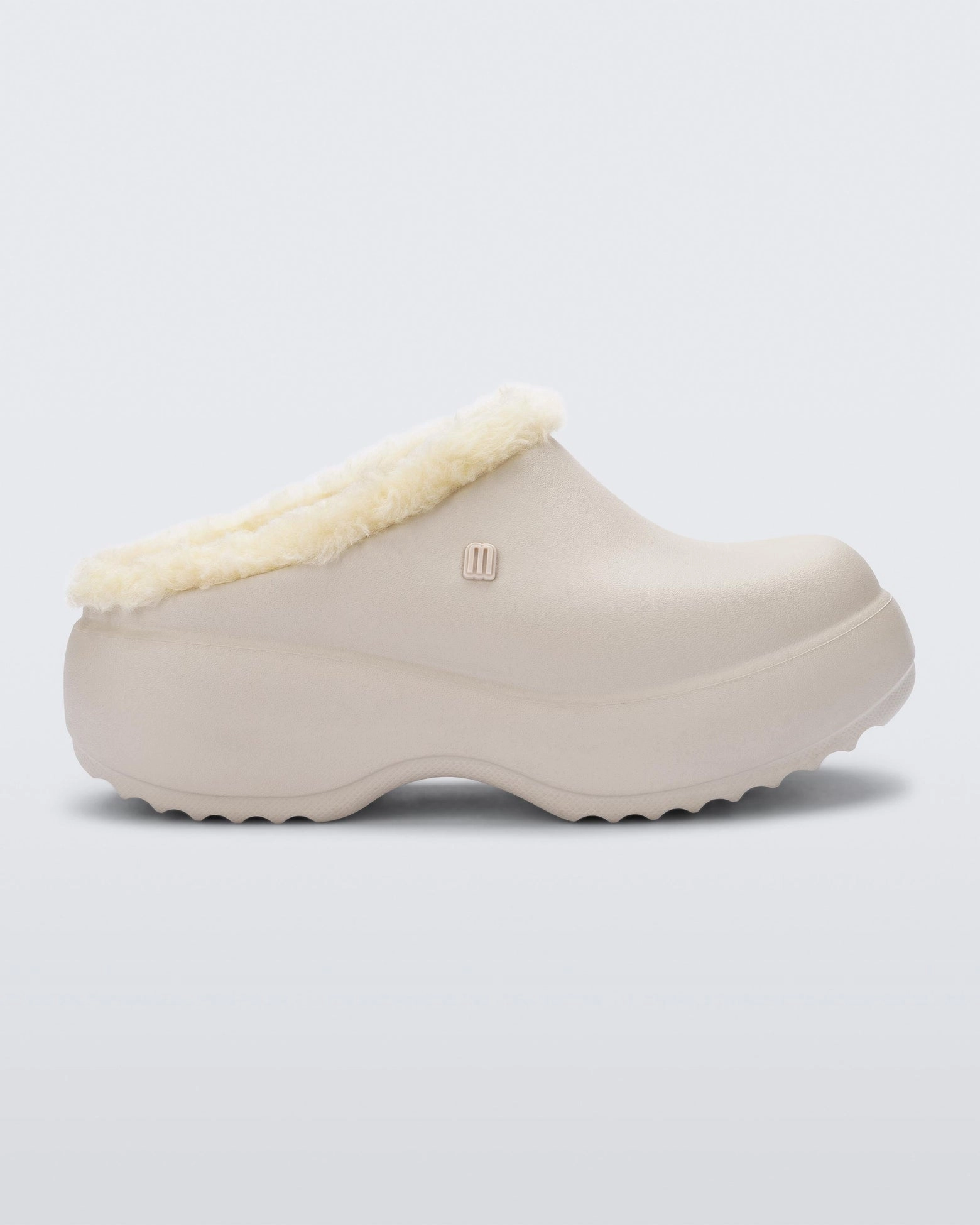 Low Impact Design Free Clog Fluffy Platform - Light Beige