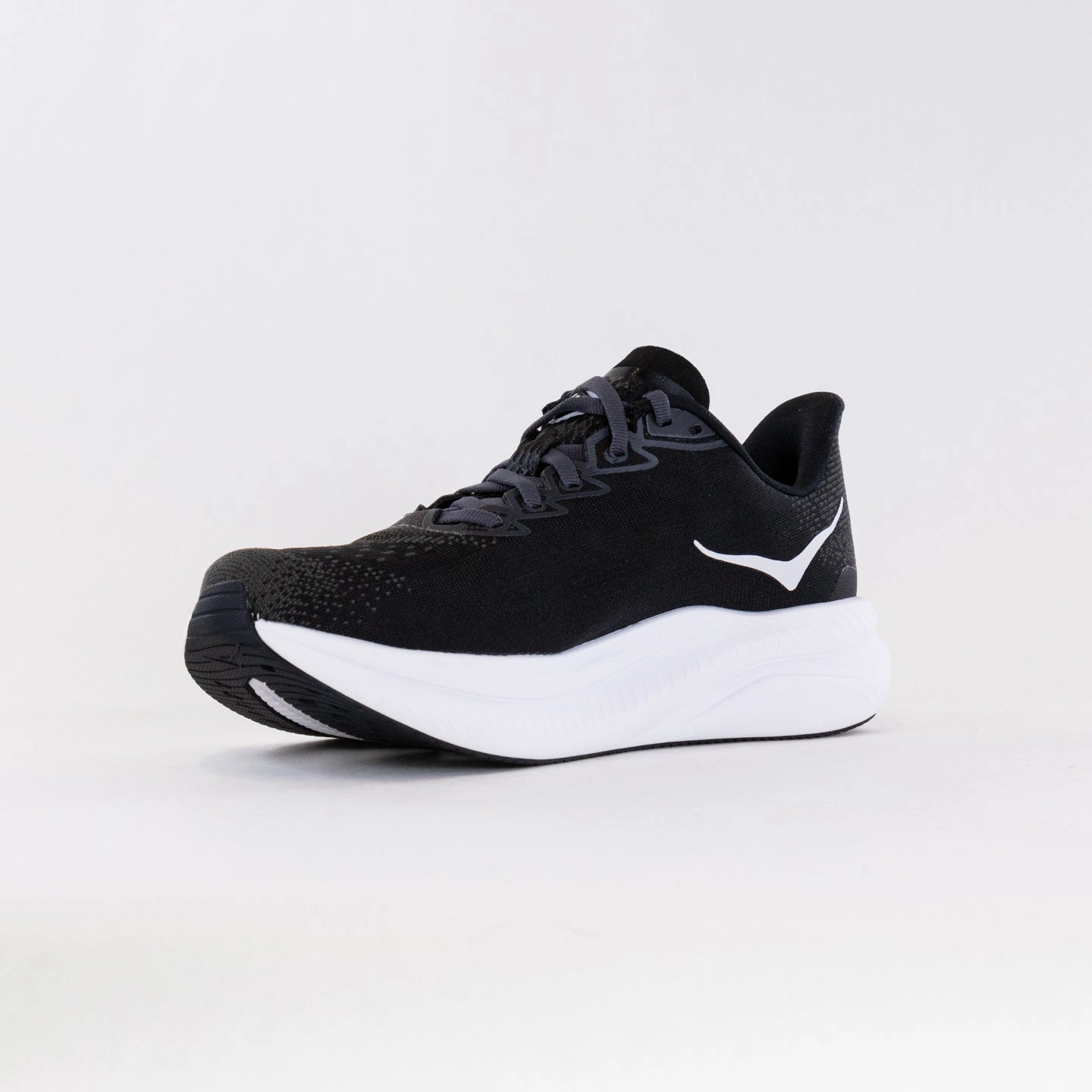 Hoka Mach 6 (Men's) Wide - Black/White Shock Diffusing Midsole Snug Lining