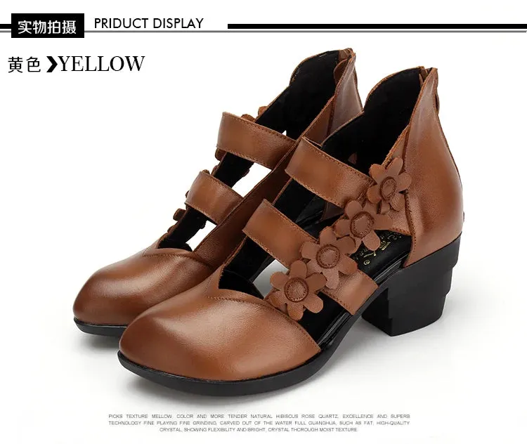 Funki Buys | Shoes | Women's Gothic Leather Low Heel Wedges