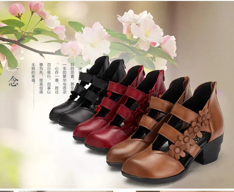 Funki Buys | Shoes | Women's Gothic Leather Low Heel Wedges