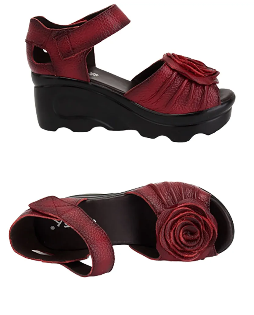 Funki Buys | Shoes | Women's Gothic Leather Low Heel Wedges
