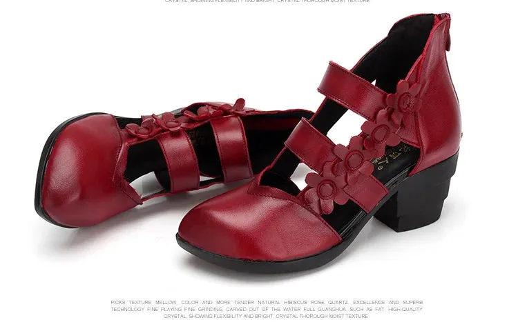 Funki Buys | Shoes | Women's Gothic Leather Low Heel Wedges