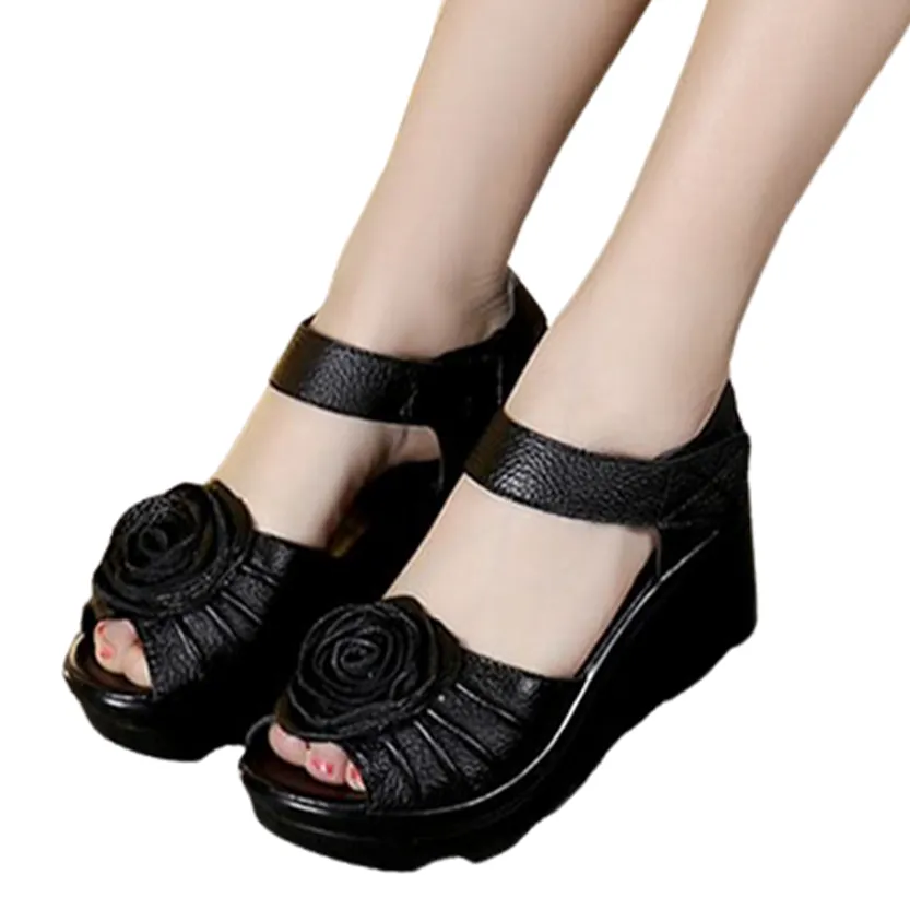 Funki Buys | Shoes | Women's Gothic Leather Low Heel Wedges