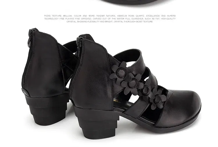 Funki Buys | Shoes | Women's Gothic Leather Low Heel Wedges