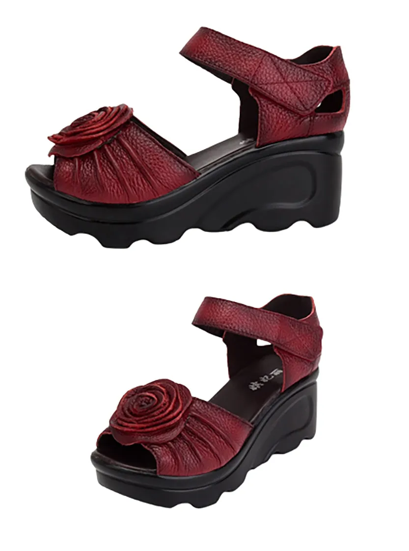 Funki Buys | Shoes | Women's Gothic Leather Low Heel Wedges