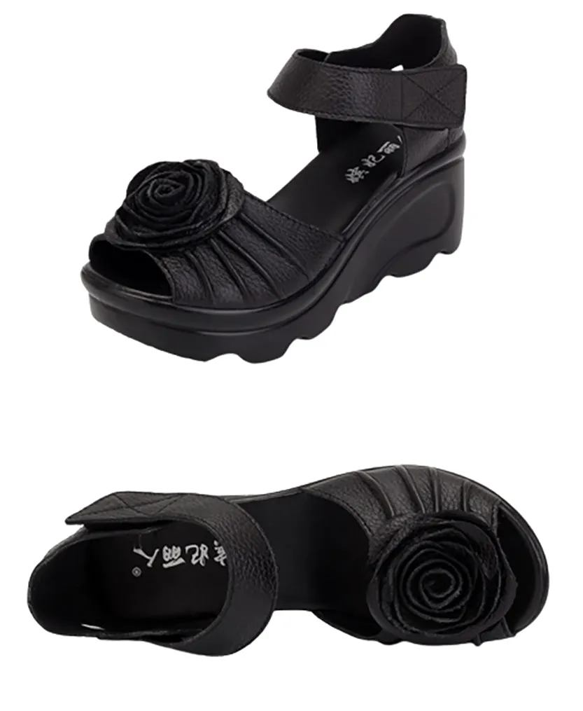 Funki Buys | Shoes | Women's Gothic Leather Low Heel Wedges