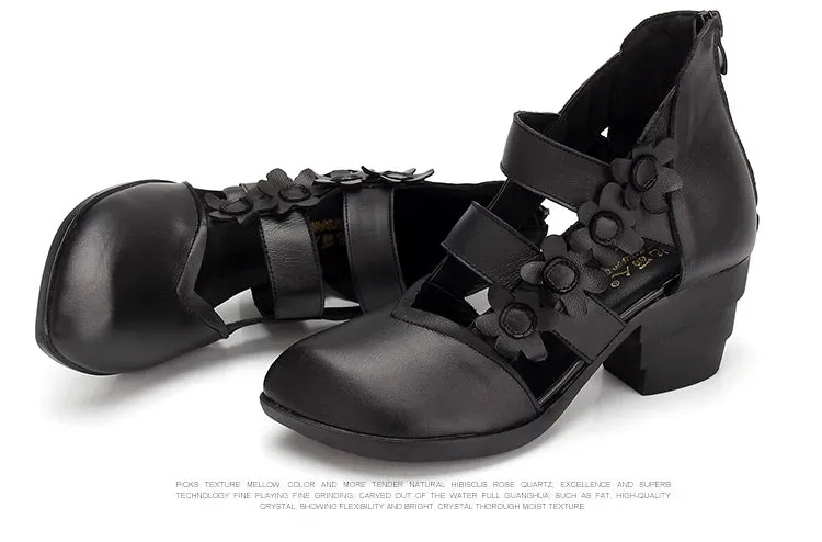 Funki Buys | Shoes | Women's Gothic Leather Low Heel Wedges