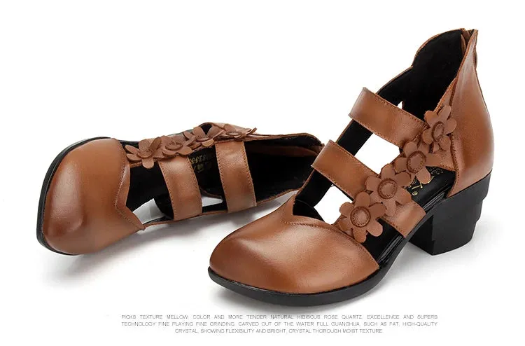 Funki Buys | Shoes | Women's Gothic Leather Low Heel Wedges