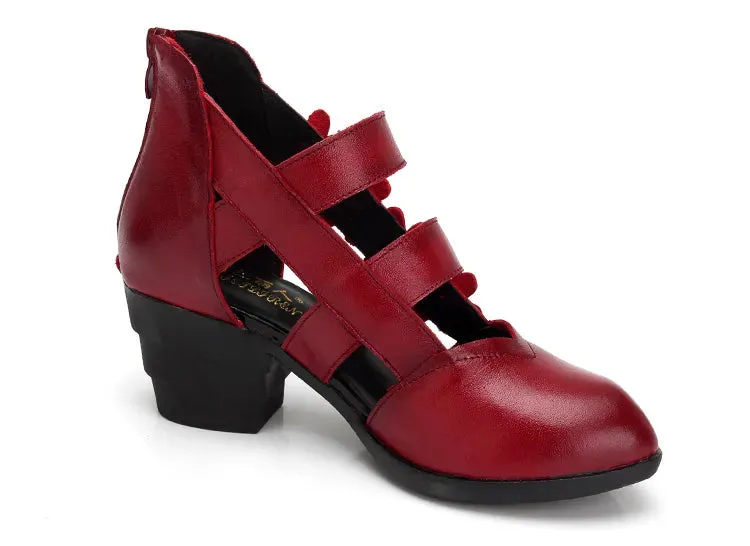 Funki Buys | Shoes | Women's Gothic Leather Low Heel Wedges