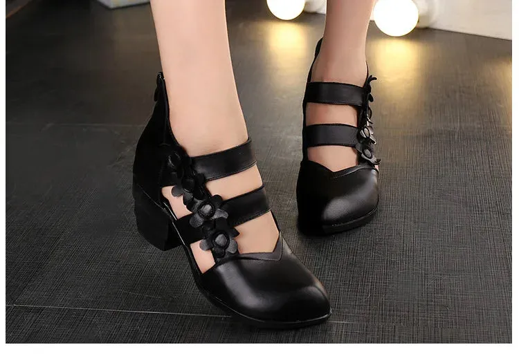 Funki Buys | Shoes | Women's Gothic Leather Low Heel Wedges
