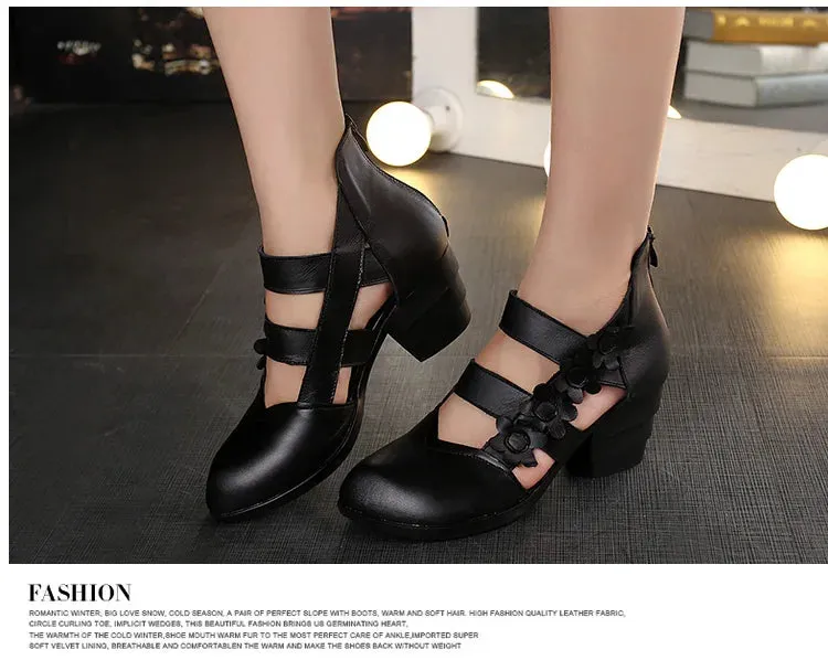 Funki Buys | Shoes | Women's Gothic Leather Low Heel Wedges