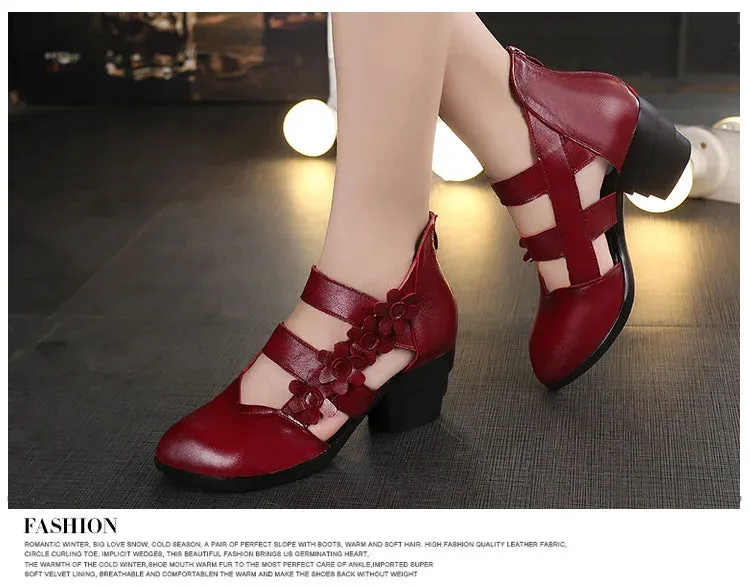 Funki Buys | Shoes | Women's Gothic Leather Low Heel Wedges