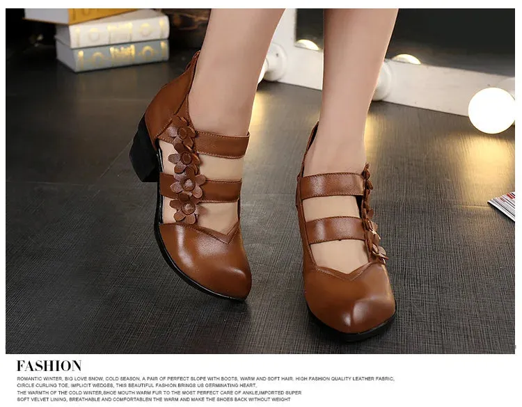 Funki Buys | Shoes | Women's Gothic Leather Low Heel Wedges
