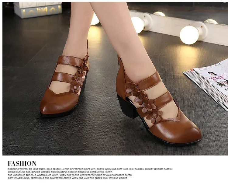 Funki Buys | Shoes | Women's Gothic Leather Low Heel Wedges