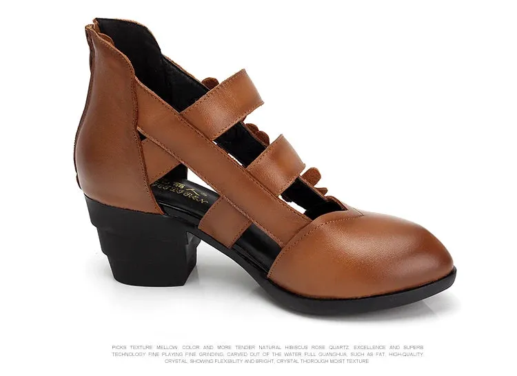 Funki Buys | Shoes | Women's Gothic Leather Low Heel Wedges