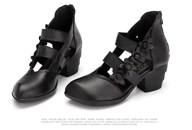 Funki Buys | Shoes | Women's Gothic Leather Low Heel Wedges