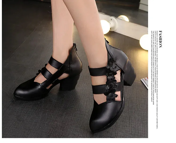 Funki Buys | Shoes | Women's Gothic Leather Low Heel Wedges