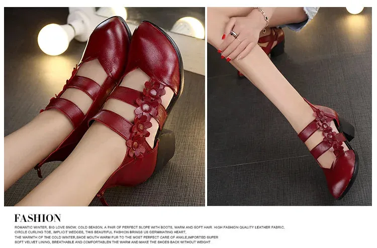 Funki Buys | Shoes | Women's Gothic Leather Low Heel Wedges